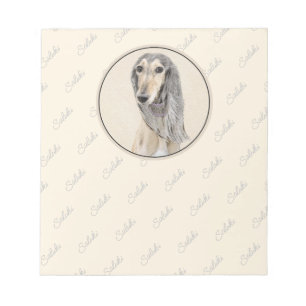 Saluki (Fawn) schilderen - Kute Original Dog Art Notitieblok