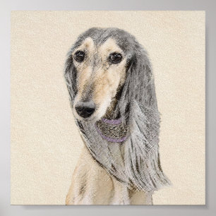 Saluki (Fawn) schilderen - Kute Original Dog Art Poster
