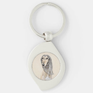 Saluki (Fawn) schilderen - Kute Original Dog Art Sleutelhanger