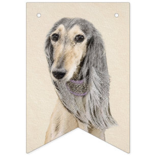 Saluki (Fawn) schilderen - Kute Original Dog Art Vlaggetjes