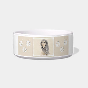 Saluki (Fawn) schilderen - Kute Original Dog Art Voerbakje