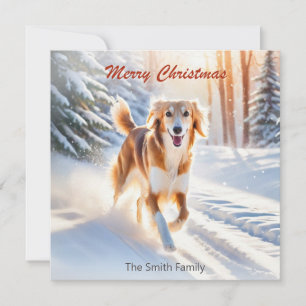 Saluki-hond in de sneeuw Kerstkaart