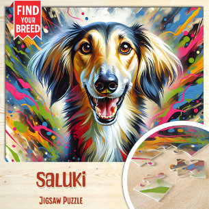 Saluki Hond Portret Acryl Kunstprint Hond Liefhebb Legpuzzel