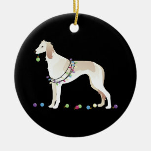 Saluki kerstontwerp keramisch ornament