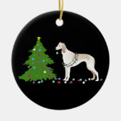 Saluki kerstontwerp keramisch ornament (Voorkant)