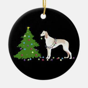Saluki kerstontwerp keramisch ornament