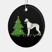 Saluki kerstontwerp keramisch ornament (Links)