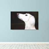 Saluki kijkt omhoog canvas afdruk (Insitu (Houten vloer))
