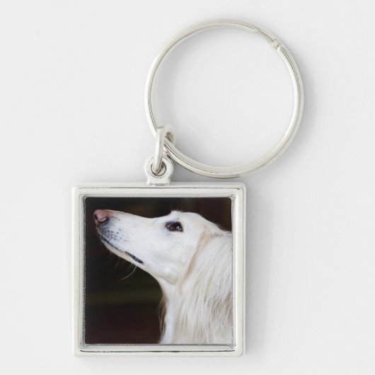 Saluki kijkt omhoog sleutelhanger (Voorkant)