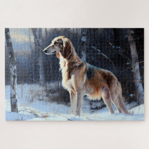 Saluki Laat het Sneeuwen Kerstmis Legpuzzel