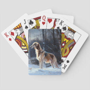 Saluki Laat het Sneeuwen Kerstmis Pokerkaarten