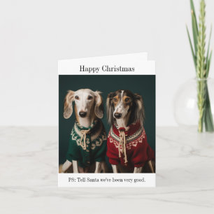 Saluki Puppies Happy Christmas Kaart