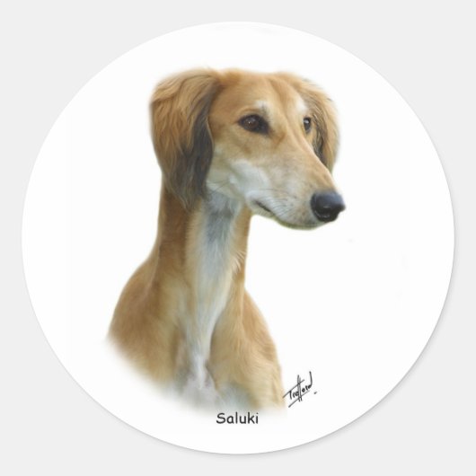Saluki Ronde Sticker (Voorkant)
