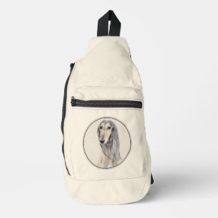 Saluki Schilderij Reekalf Zwartbruin Schattig Orig Sling Bag