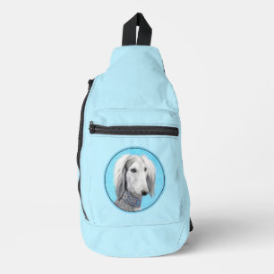 Saluki Schilderij Zilver Gevederd Originele Honden Sling Bag