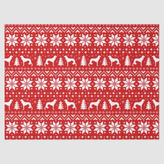 Saluki Silhouettes Kerstpatroon Rood Tissuepapier (Voorkant)
