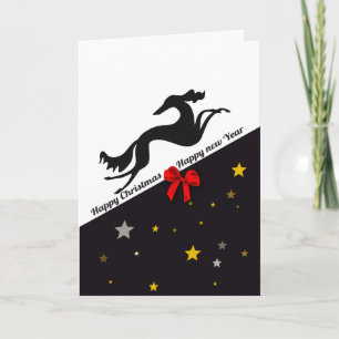Saluki YIN Gelukkig Kerstfeest, Gelukkig Nieuwjaar Feestdagen Kaart