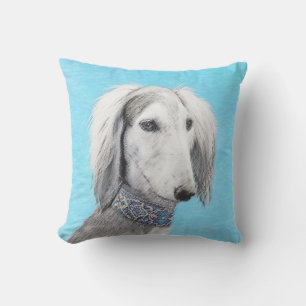 Saluki (zilver) schilderen - Kute Original Dog Art Buitenkussen