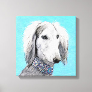 Saluki (zilver) schilderen - Kute Original Dog Art Canvas Afdruk