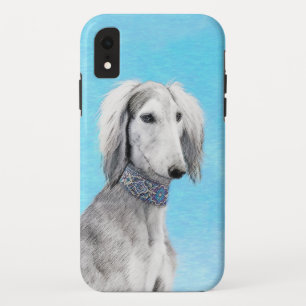 Saluki (zilver) schilderen - Kute Original Dog Art iPhone XR Hoesje