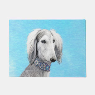 Saluki (zilver) schilderen - Kute Original Dog Art Deurmat