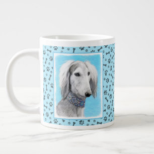 Saluki (zilver) schilderen - Kute Original Dog Art Extra Grote Beker