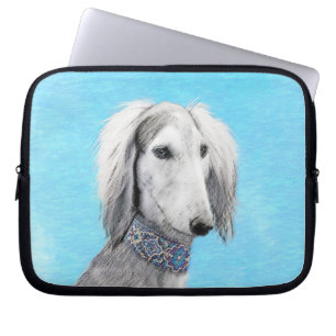 Saluki (zilver) schilderen - Kute Original Dog Art Laptop Sleeve