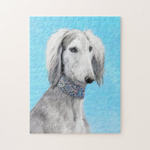 Saluki (zilver) schilderen - Kute Original Dog Art Legpuzzel