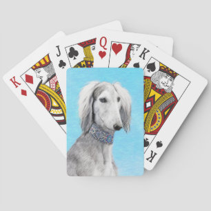 Saluki (zilver) schilderen - Kute Original Dog Art Pokerkaarten