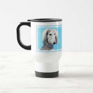 Saluki (zilver) schilderen - Kute Original Dog Art Reisbeker
