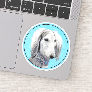 Saluki (zilver) schilderen - Kute Original Dog Art Sticker