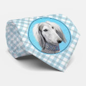 Saluki (zilver) schilderen - Kute Original Dog Art Stropdas (Opgerold)