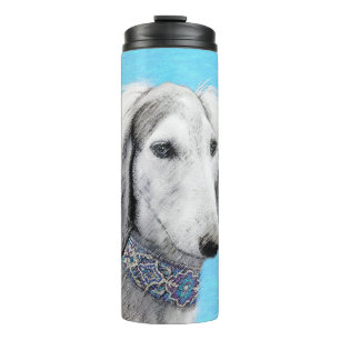 Saluki (zilver) schilderen - Kute Original Dog Art Thermosbeker