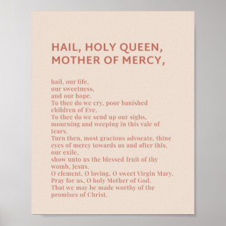 Salut, affiche de prière de la reine sainte