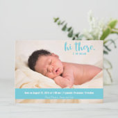 Salut bébé garçon bleu faire-part de naissance (Debout devant)