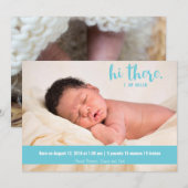 Salut bébé garçon bleu faire-part de naissance (Devant / Derrière)
