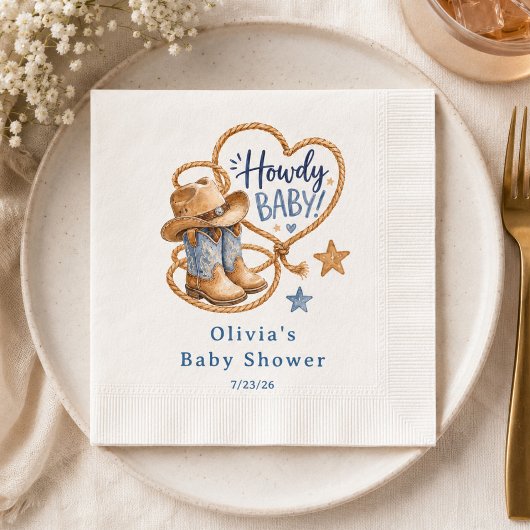 Salut Bébé Serviette en Papier Cowboy