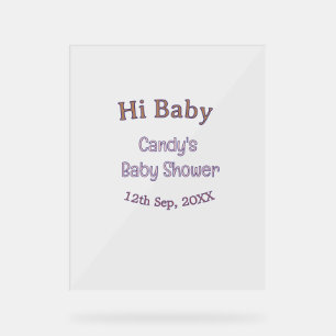 salut bébé shower bleu nom date maron moderne tend