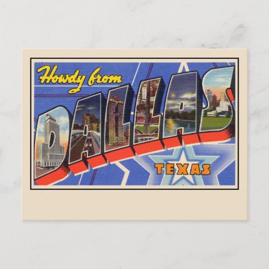 Salut de Dallas Carte Postale à Lettres Géantes (Devant)