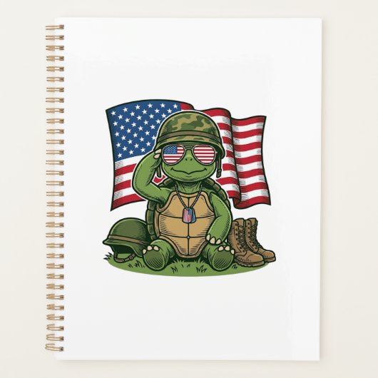 Salut de tortue patriotique Vector Design_1 (Devant)
