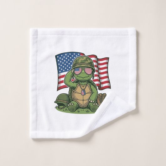 Salut de tortue patriotique Vector Design_1 (Gant de toilette)