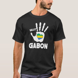 Salut Gabon met Gabonese vlag in een hartenliefheb T-shirt