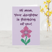 Salut maman, ta fille pense à toi ! Carte de corre (Fleur jaune)