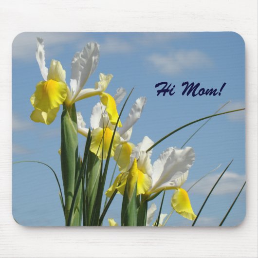 Salut maman ! tapis de souris Jaune Blanc Iris Fle (Devant)