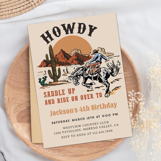 Salut ! Occidental Rodeo Cowboy Invitation d'anniv
