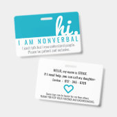 salut patience non verbale badge pvc (Avant & arrière)