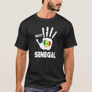 Salut Senegal met Selegalese vlag in een hartliefd T-shirt