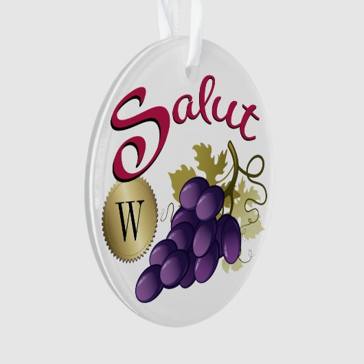 Salut Wine Monogram Ornament (voorkant)