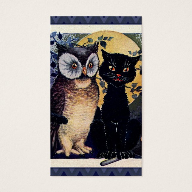 Salutation de la Chouette vintage et du Chat (Devant)