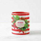 Salutation de Noël Mug rayé rouge (Centre)